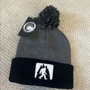 Sasquatch Gray and Black Beanie with Pom Pom